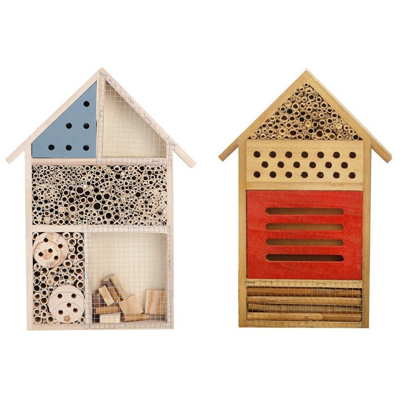Beekeeping Insect Bee House Salt Box Wood Wooden Insect House Log Insect Feeding House Bee Box Bees butterflies garden gadgets