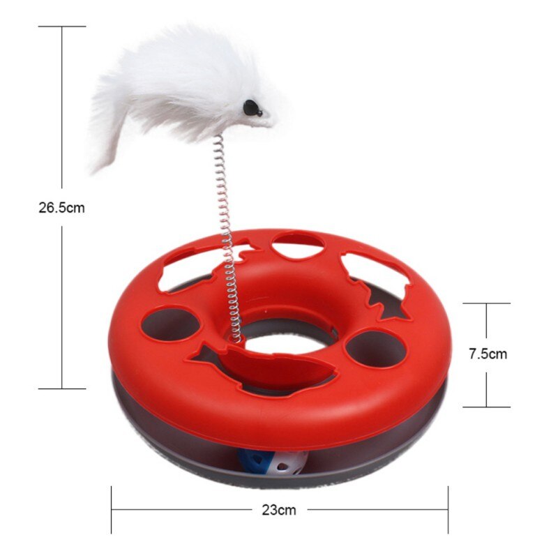 Toys For Cats Colo Colo Interactive Cat Training Toy Games For Cats Mouse Goods Single Layer Plate Turntable Cat Supplies: Red