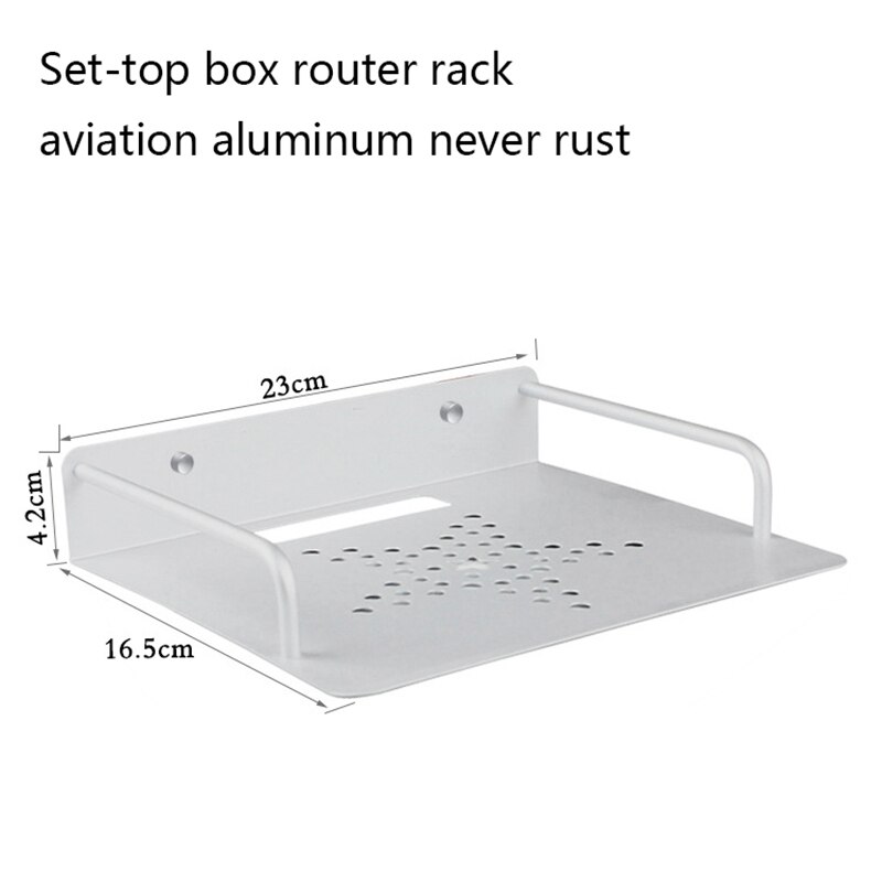 Montado en la pared de almacenamiento de caja de TV estante para enrutador Set Top soporte de caja Mini PC reproductor de DVD, soporte de aluminio de una sola capa espacio