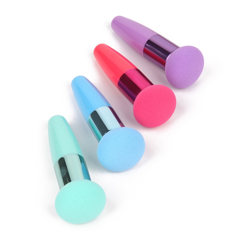 4 Colors Round Mushroom Sponge Puff Stick Rods Chubby Makeup Brushes Foundation Powder Brush Face Cosmetic brochas maquillaje