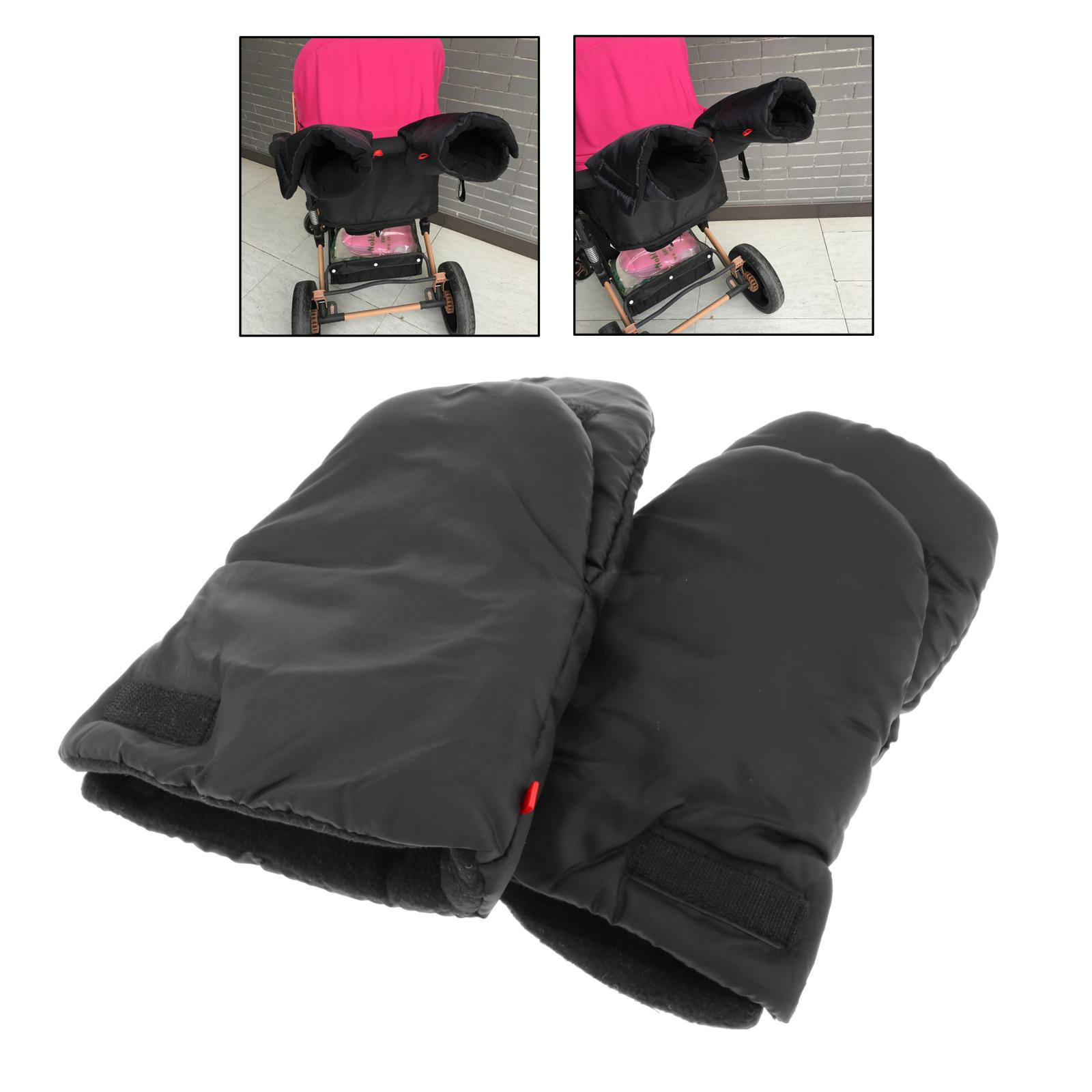 Baby Pushchair Hand Warmer Gloves Stroller Hand Muff Winter Stroller Gloves Toddler Pram Carriage Handbar Cover Accessory: black