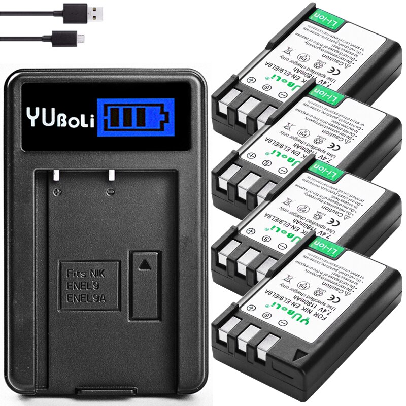 Batterie pour appareil photo Nikon, EN-EL9A EN-EL9, EL9, el9a, ENEL9, D40, D40X, D60, D3000, D5000, L15: charger and 4battery