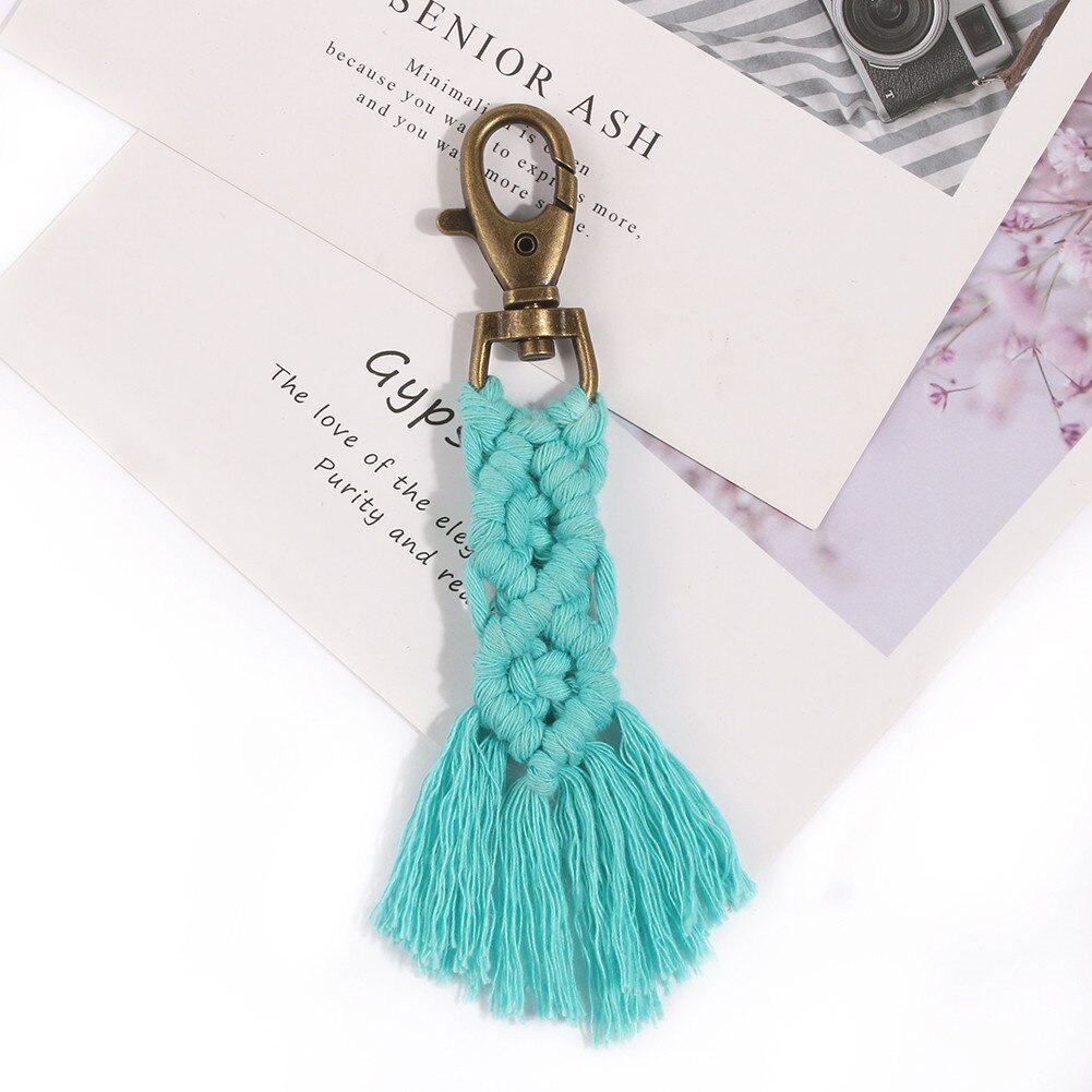 Macrame gobelin tapetry nøgleringe til kvinder 100%  bomuld handmadekeyringmacrame cordbest ven nøglering til kvinder: K7542