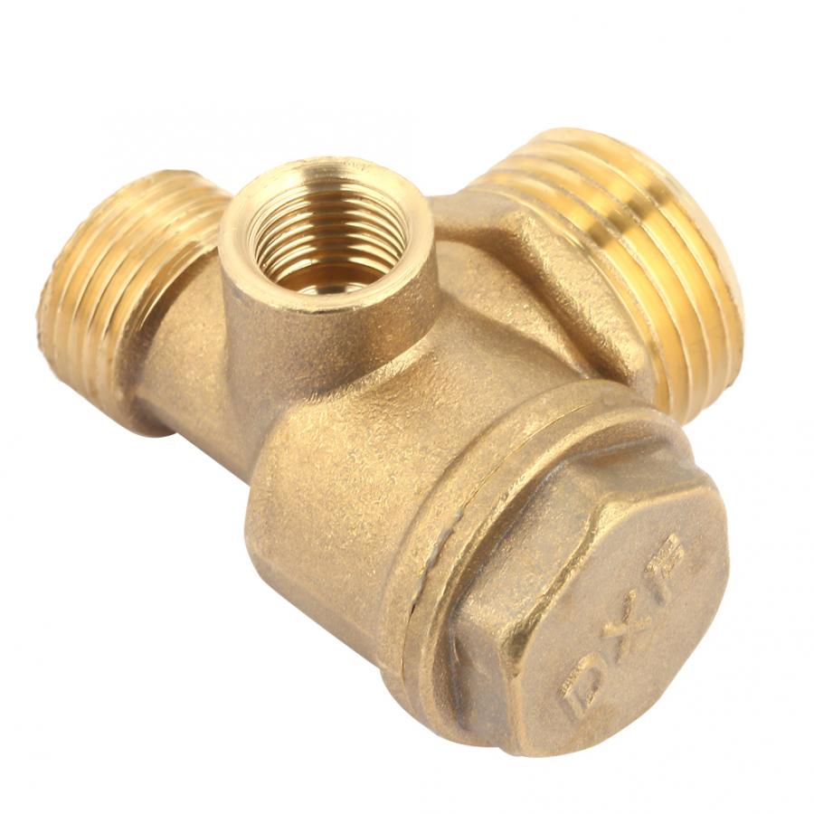 3 Port Brass Air Compressor Male Threaded Check Valve Tube Connector Tool Manual Flush Valve