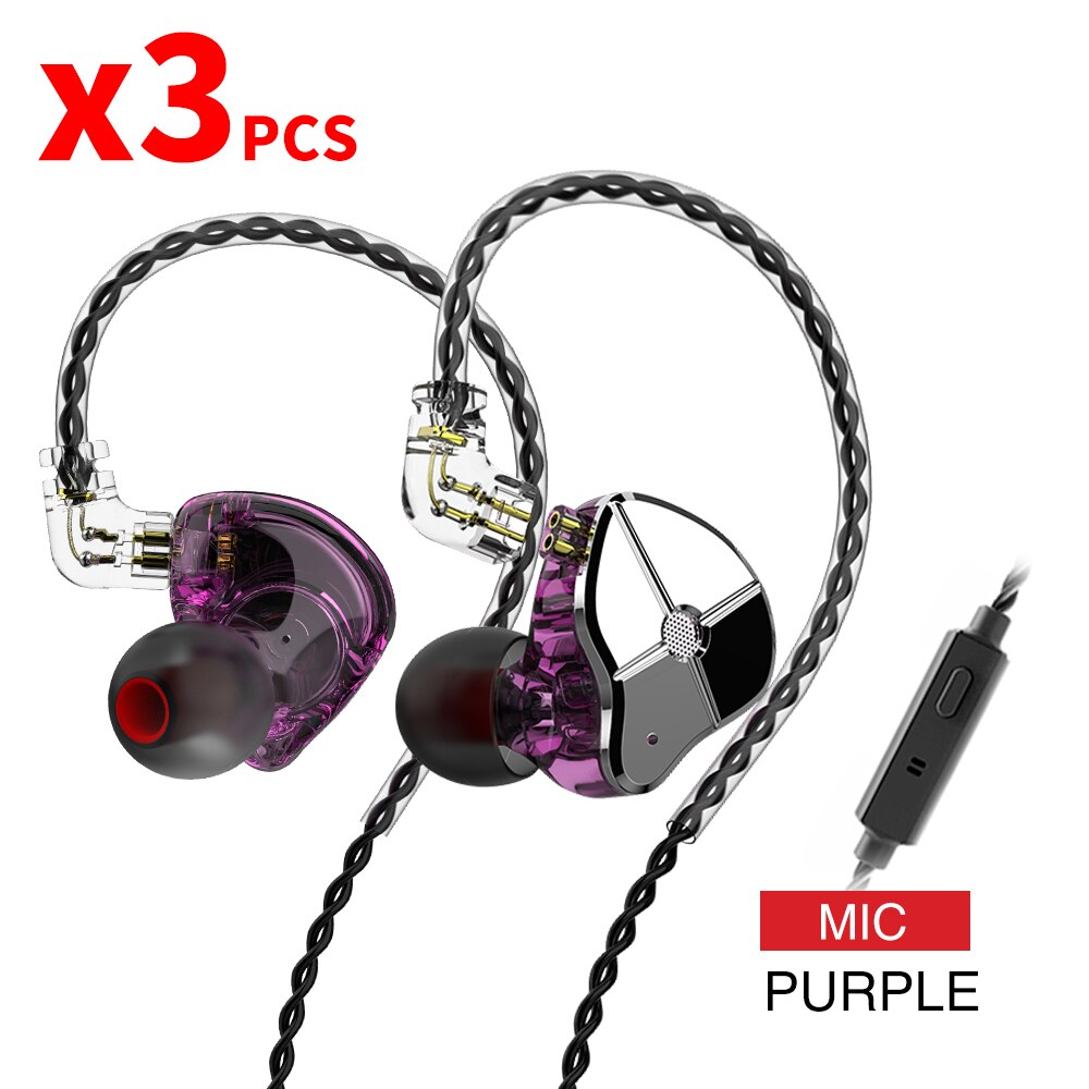 TRN ST1 1DD 1BA Hybrid In Ear Earphone HIFI DJ Monitor Running Sport Earphone Earplug Headset With QDC Cable TRN V90 BA5: Purple  with mic3