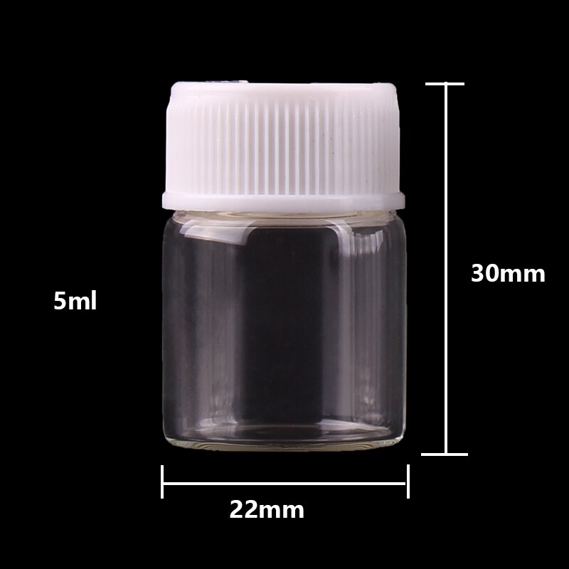 5ml 6ml 7ml 10ml 14ml Mini Clear Glass Bottles with White Plastic Screw Cap Empty Spice Bottles Jars DIY Crafts Vials: 5ml