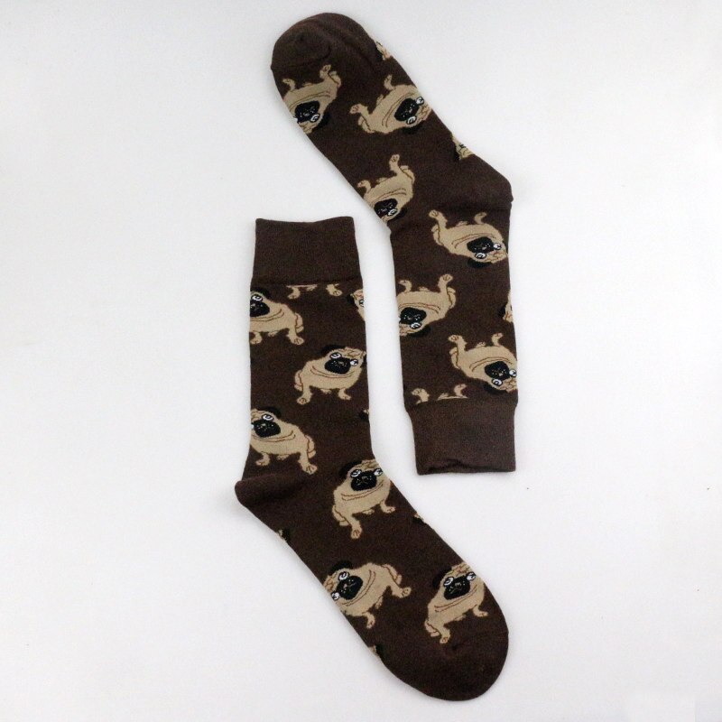 Funky Dog,Pet,Pug,Shiba Inu,Beagle,Buldog Socks Novelty Hosiery Women Ladies Socks Men Unisex Winter Cotton Happy Socks Female: Brown