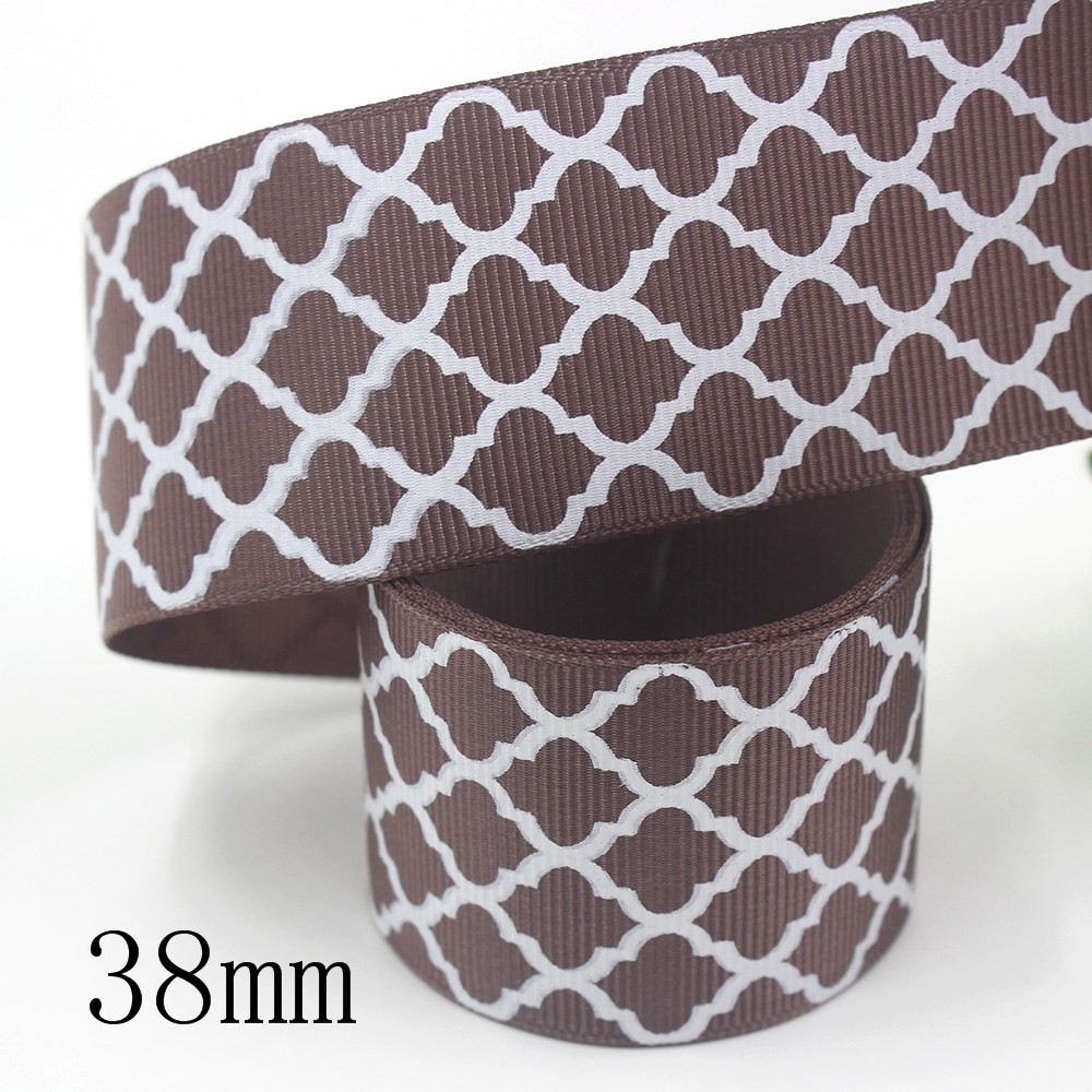 1-1/2 ''38mm 10yds Geometrische patronen Thermische overdracht Gedrukt grosgrain Linten, boog cap accessoires decoraties, I-191121-2534