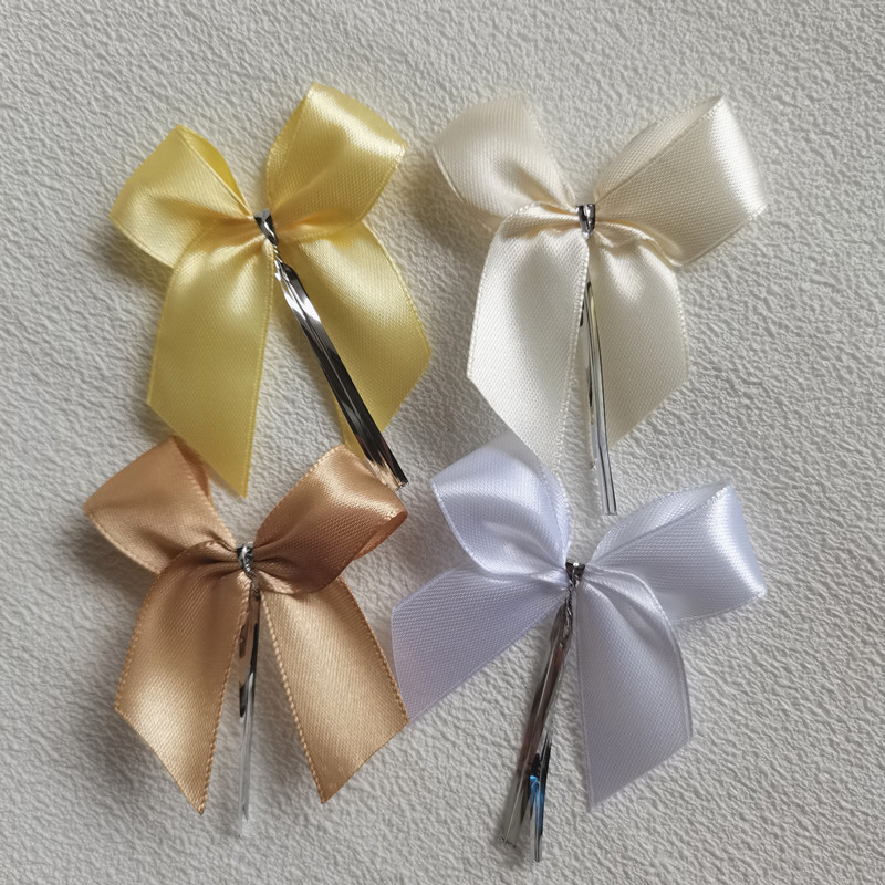 100pcs Multiple Colors Satin Ribbon Bowknot Sealing Wire Bakery Packing Birthday Party Bows For Wedding Decoration 6CM