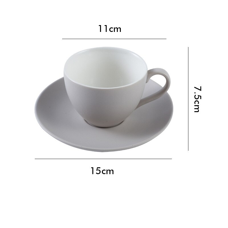 Large Capacity Ceramic Coffee Cup and Saucer Set Tableware Breakfast Milk Afternoon Tea Cappuccino Latte Mug for Dad Mom: Light grey