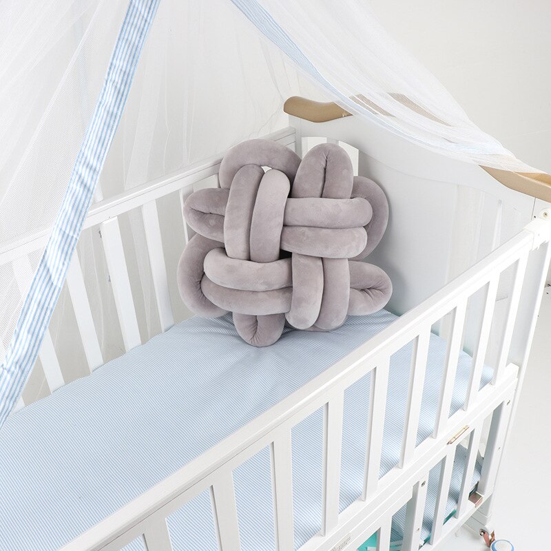 Almohada para abrazar recién nacido, cojín de cuna con nudo para bebé, parachoques tejido, almohada de protección para niños pequeños, decoración de la habitación