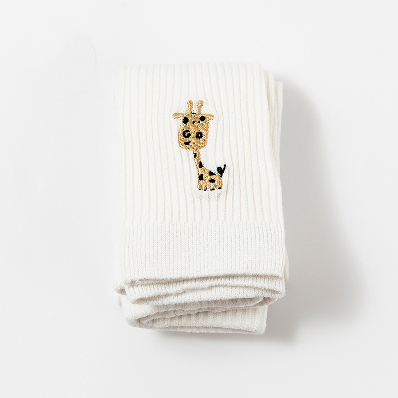 Winter Warm Baby Panty Met Dier Borduurwerk Zachte Gebreide Elastische Kinderen Panty Voor Baby Meisje Jongen Effen Kleur Kinderen Leggin