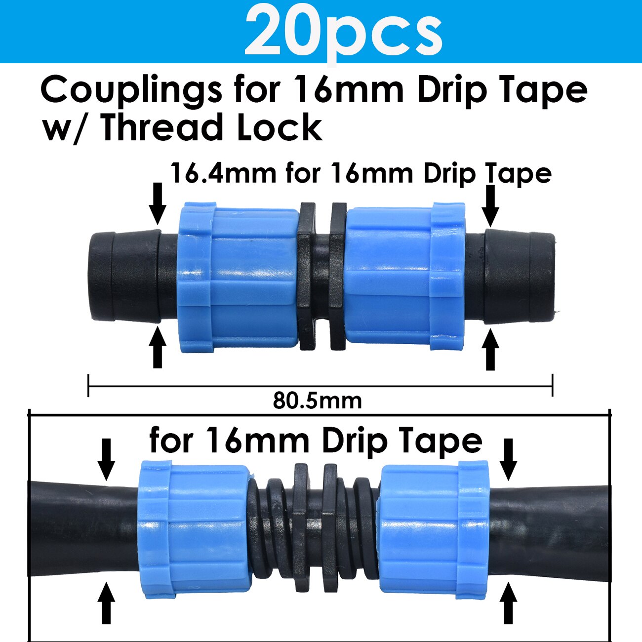 KESLA Garten 16mm 5/8&#39;&#39; Bewässerung Tropf Band Abschaltung Ventil Bewässerung Rohr Schlauch Gelenke Ellenbogen Tee Ende Stecker gewinde sperren Anschluss: KSL01-136-20Stck