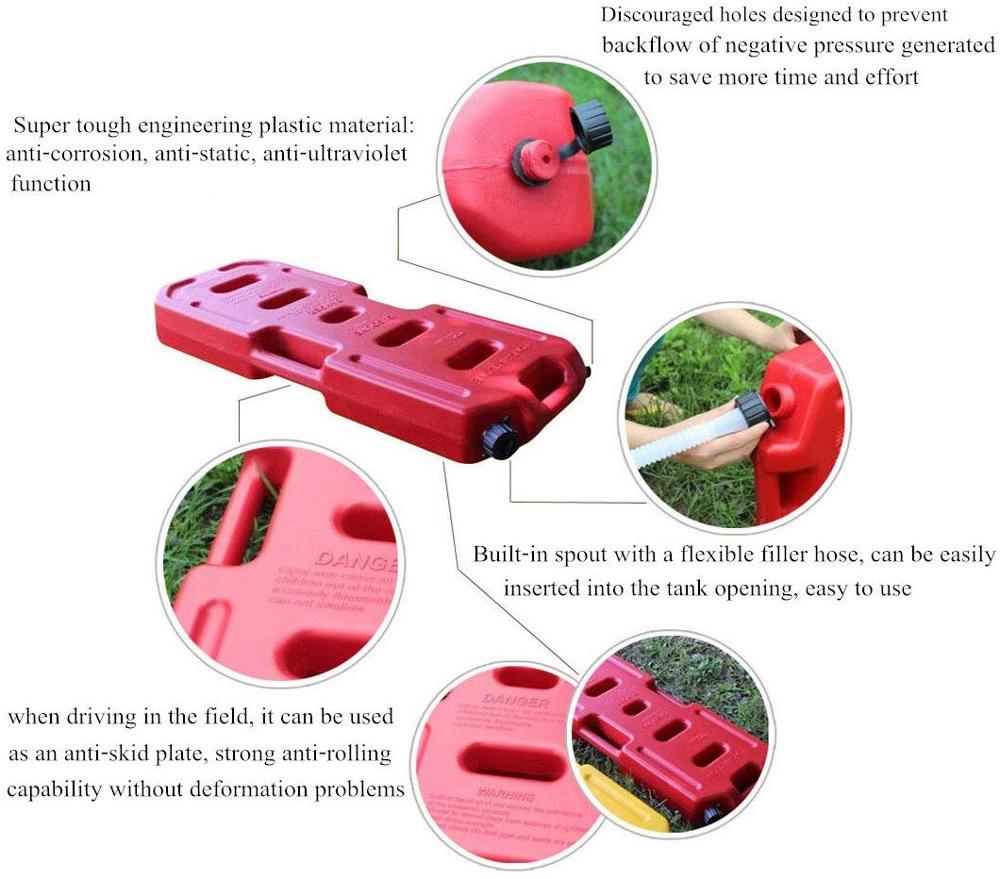 20L Portable Gasoline Diesel Fuel Tank with Refueling Pipe 5 Gallon SUV ATV Motorcycle Scooter Car Tanks Jerrycan