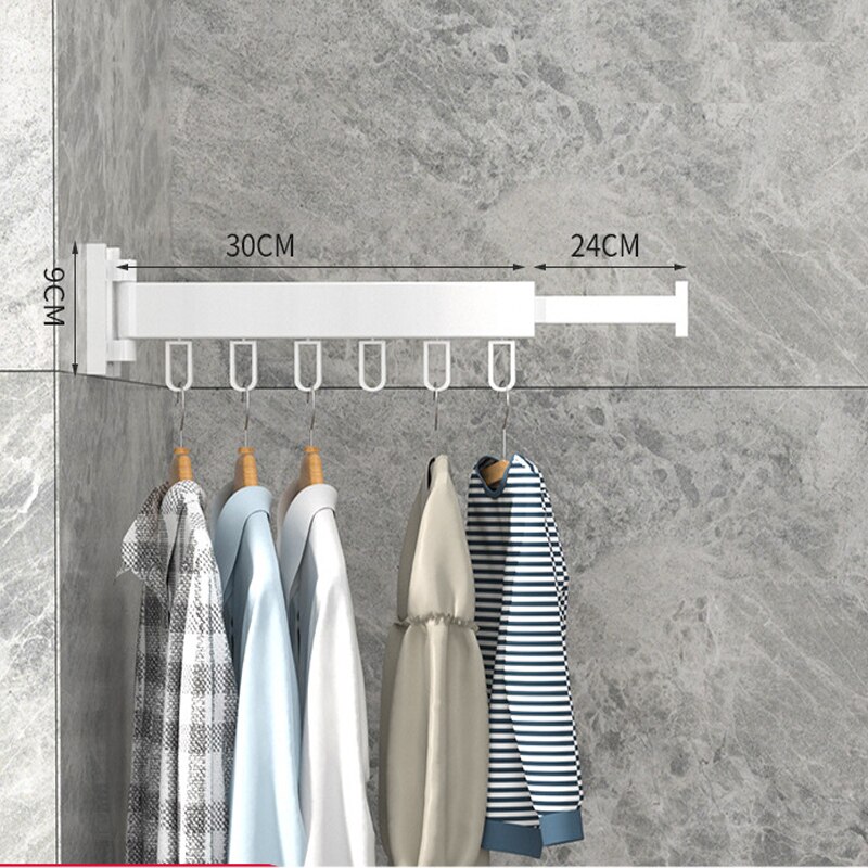 Étendoir Mural Pliable Cintre Acier Inoxydable Rotation 180° - Porte-Vêtements Pivotant Pour Buanderie