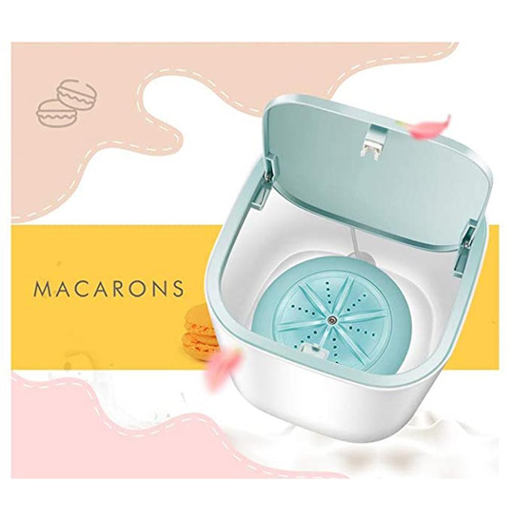 Mini lavadora de ropa interior con turbina ultrasónica, máquina de lavado de mesa con carga Usb, color azul silencioso, para el hogar