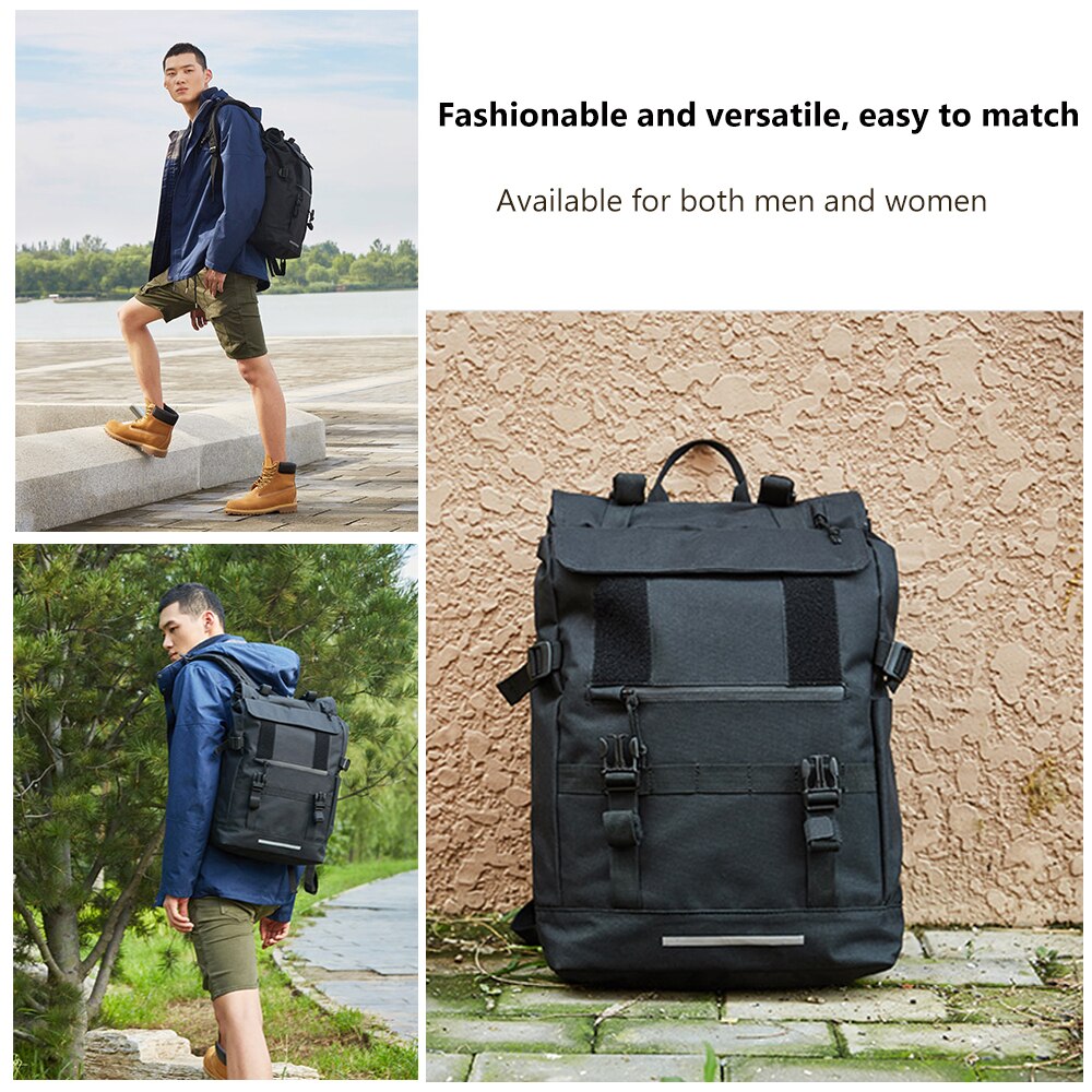 MARKROYAL canvas Waterdichte Rugzak Unisex multifunctionele Rugzak Voor Mannen Zwart Uitbreidbaar ruimte Zwart Uitbreidbaar ruimte Tas