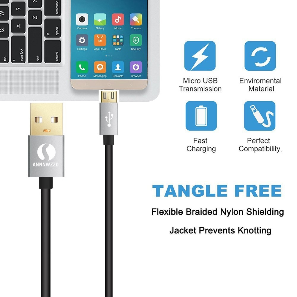 Nylon Micro USB Cable 2A Fast Charger USB Data Cable Mobile Phone USB Charger Cable For Samsung Galaxy Huawei
