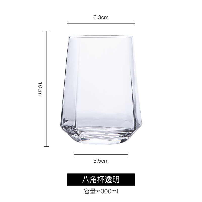 Diamond Glass Mugs Whisky Glass Geometric Octagonal Wine Glass Drinking Glasses Coffee Mugs Juice Cup Beer Glass: White