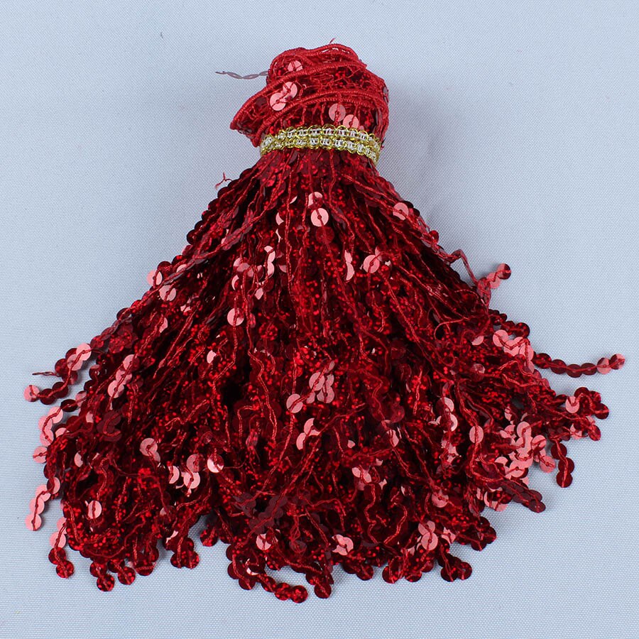 6 Metri/lotto Olografica Paillettes Nappe E Frange Tenda Decorativa pizzo ordinare Nappe Fai Da Te Accessori di ABBIGLIAMENTO patchwork: Wide 30cm / rosso