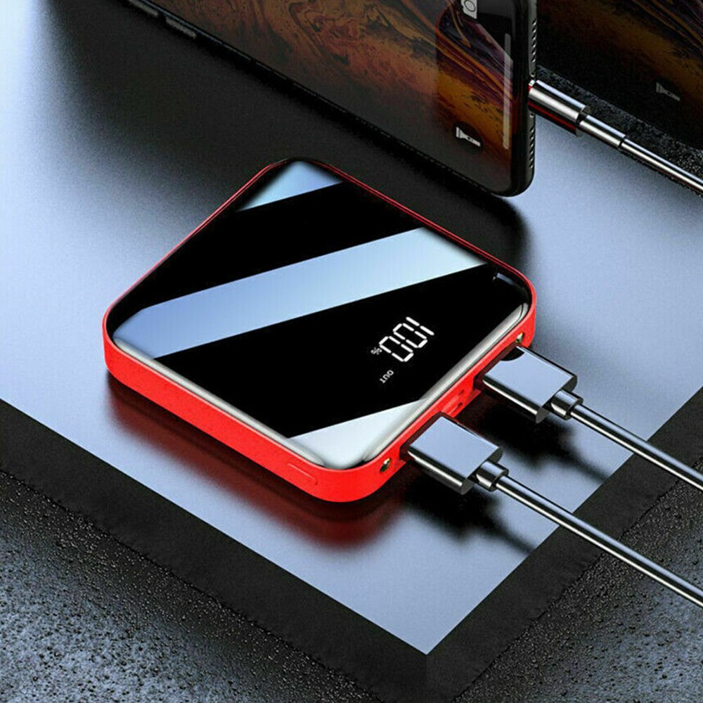 Mini 20000 mah powerbank met dubbele usb-poort, draagbare snellaadfunctie, externe batterijback-uplader voor mobiele telefoon  mp3