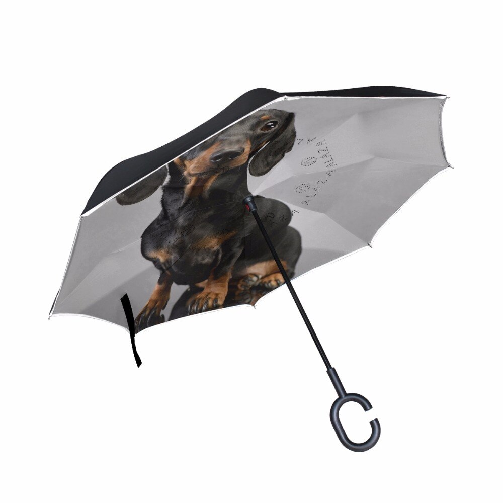 Adorable Pelo Corto perro inversa paraguas a prueba de viento paraguas sombrilla de doble capa paraguas sombrilla para hombres y mujeres