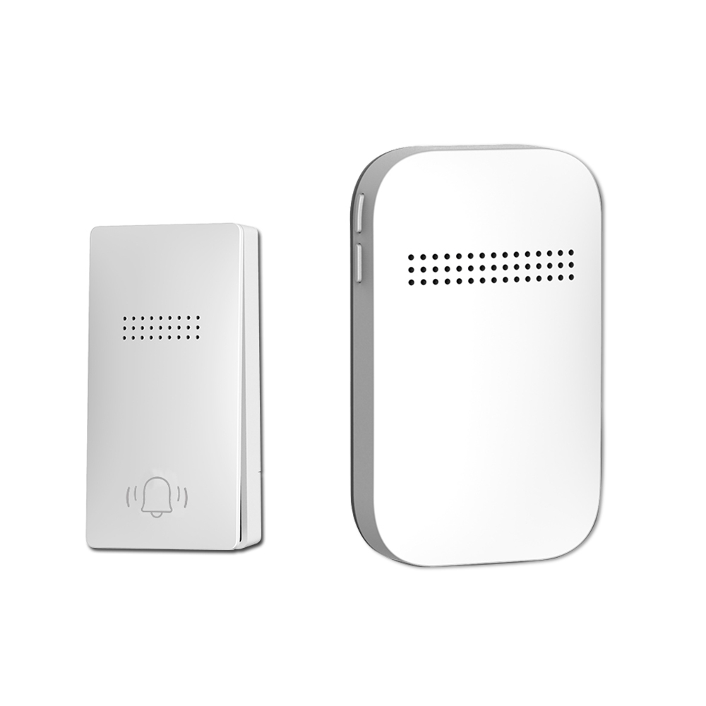 Luminous Small-Sized No Battery Self Powered Wireless Doorbell Outdoor Waterproof US/EU/UK Plug Remote Control Kinetic Door Bell: Greyish Brown / UK