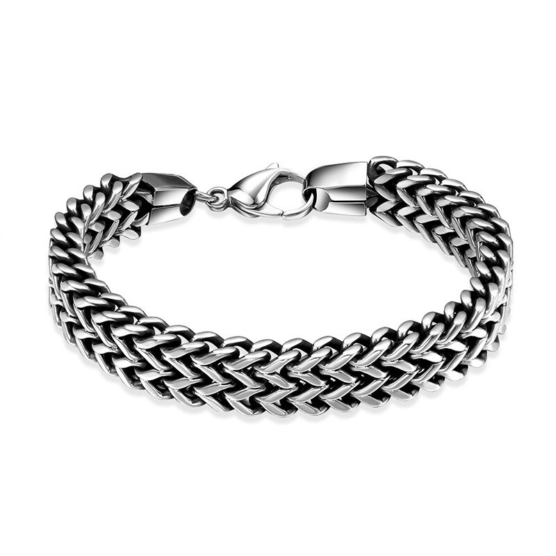 Bracelet rétro en acier inoxydable pour hommes, chaîne sur la main, breloque, accessoires, bracelets en acier, chaînes Hip hop,