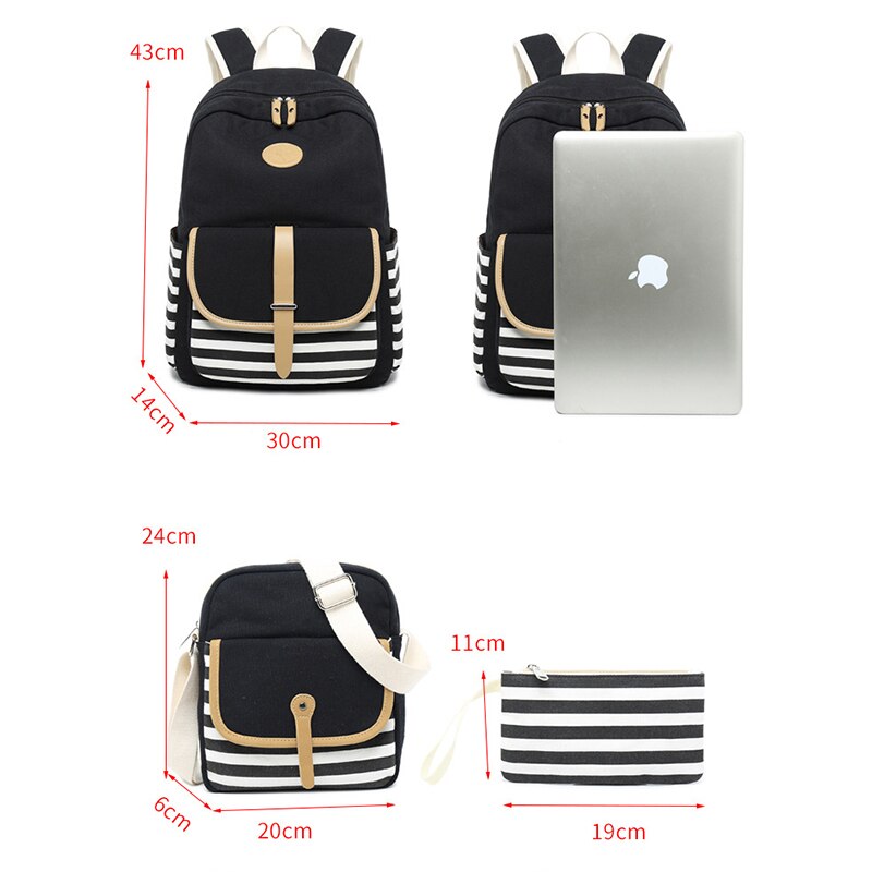 3 stks/set Canvas Fringe Vrouwen Rugzak Student Boek Tas met Portemonnee Laptop College Rugzak Vrouwelijke Schooltas voor Tiener Meisjes