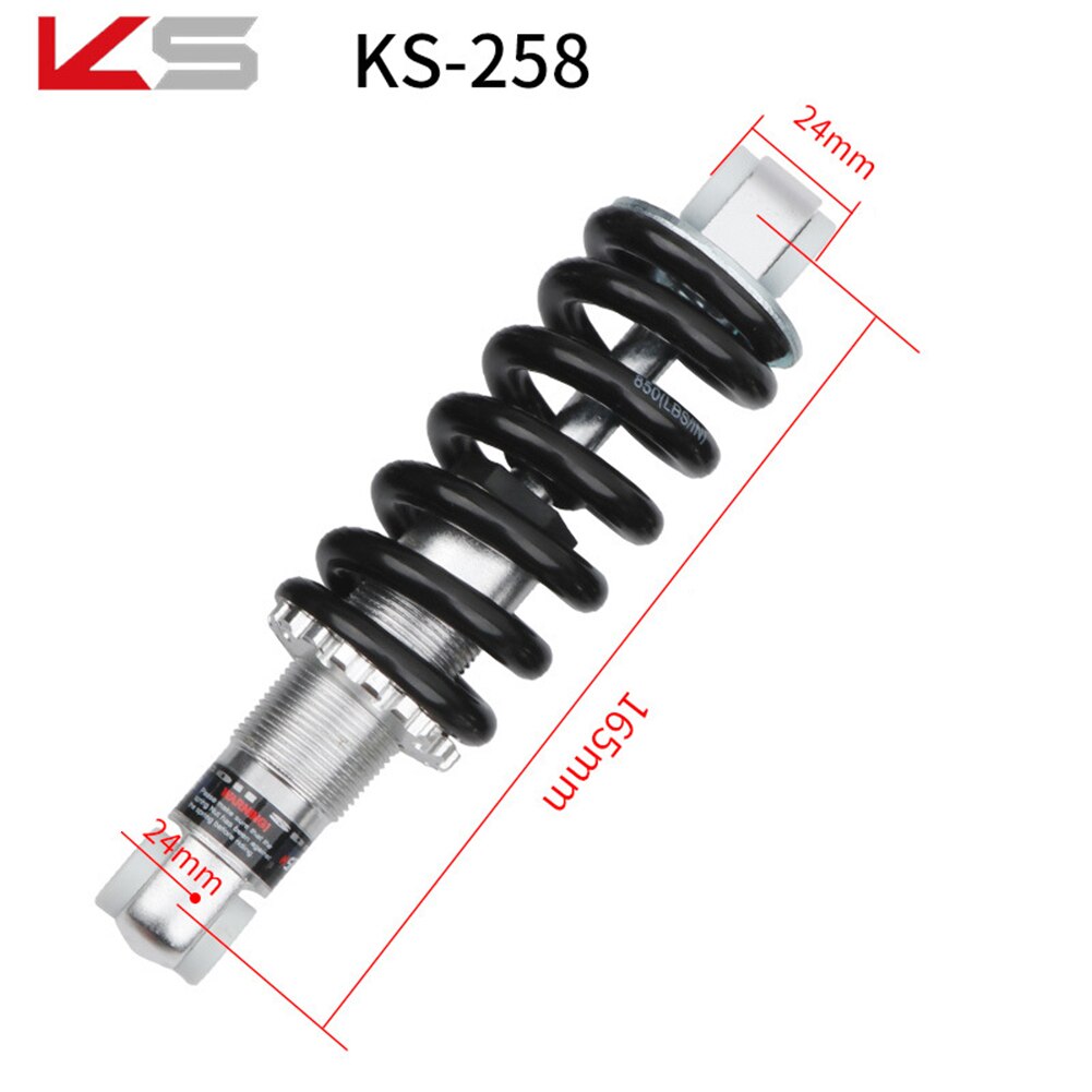 KS 650lbs Mountain Bike Air Shock Absorber MTB High Elastic Suspension Adjustable Damping Travel Downhill 165MM Universal: KS258 silver 850lbs