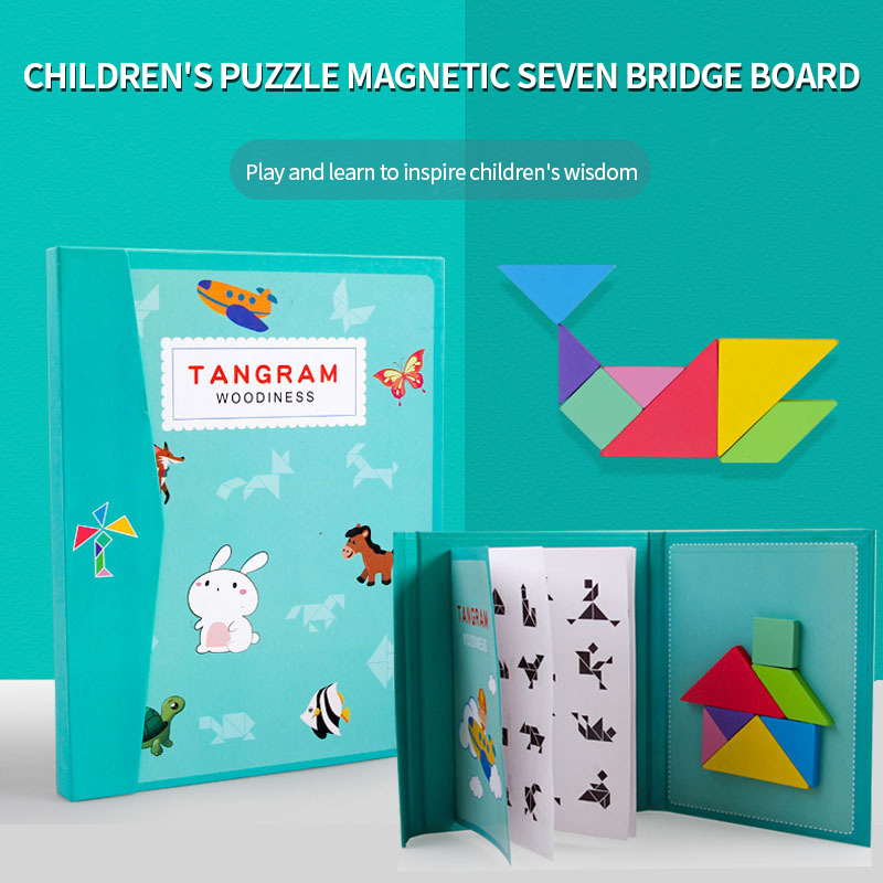 Kinderen Educatief Vroegschoolse Speelgoed Kleurrijke Houten Magnetische Puzzel Leermiddelen Baby Intelligentie Puzzel