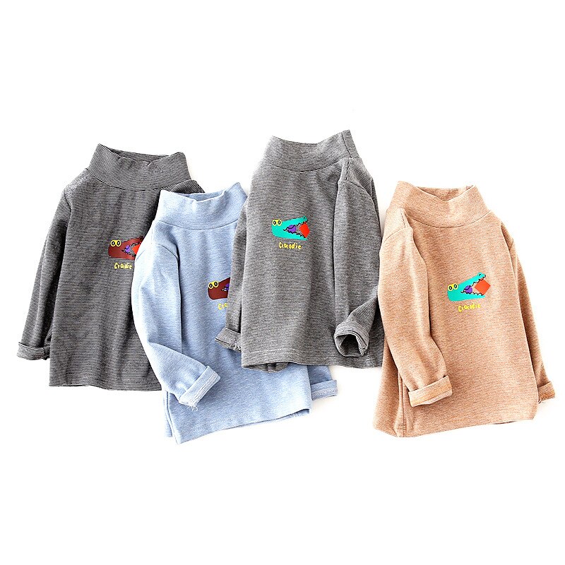 Ropa de niño de otoño-invierno, ropa interior de algodón con cuello alto Dinasour de dibujos animados para niños de 2 a 6 años, ropa interior térmica para niños