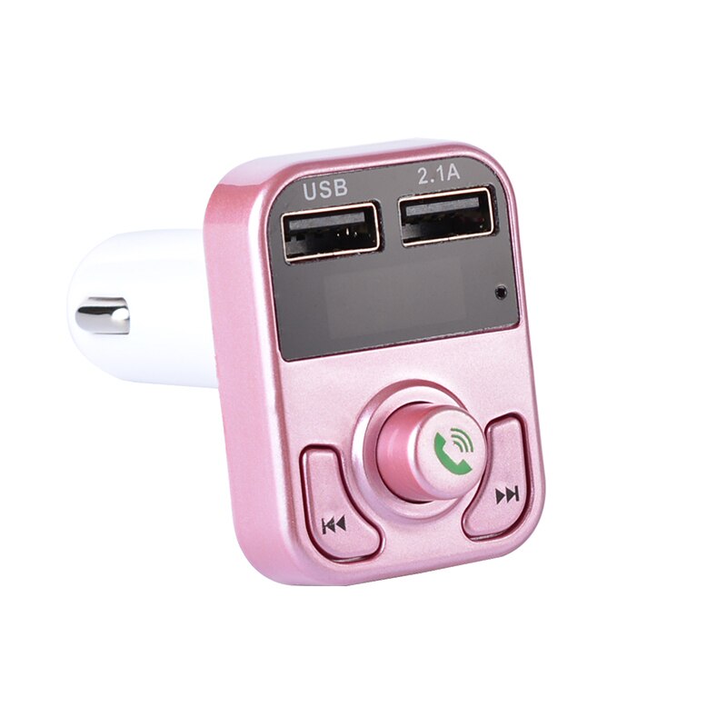 Transmetteur sans fil Bluetooth 5.0 FM pour voiture, mains libres, chargeur MP3, double affichage, lecteur équipé, double USB: Pink