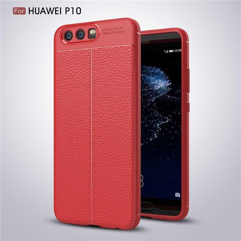 Mokoemi Lichee Patroon Shock Proof Soft 5.1 "Voor Huawei P10 Case Voor Huawei P10 Plus Mobiele Telefoon Case cover: For P10 / Red