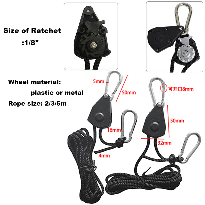 2/3/5m rep 1/8 spärrhake markis vindrep tältrep fästelement fast spänne remskiva galgar lätt lyftverktyg växtodlingsrep