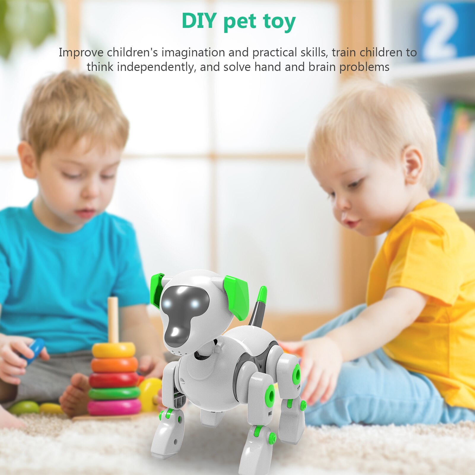 Robot RC chien chat jouet pour enfants, bricolage, animal de compagnie, jouet interactif, Intelligent, éducatif, adapté aux garçons et filles,