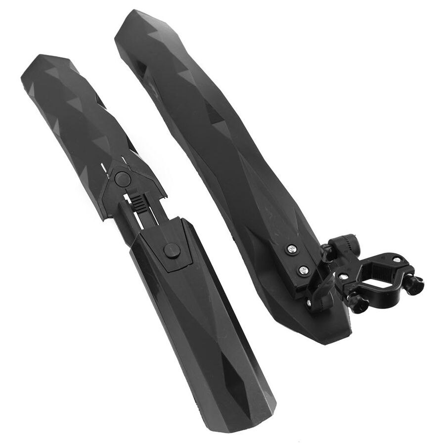 Guardabarros duraderos de 4 colores para bicicleta de montaña, guardabarros delantero y trasero con luz trasera LED, guardabarros, piezas para bicicleta: Black