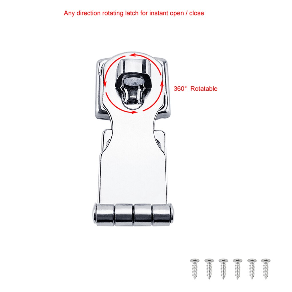 Boat Swivel Hasp Portable Heavy Duty Rotary Safe Cabin Deck Latch Sea Boats Lock Tools with 6 Screws