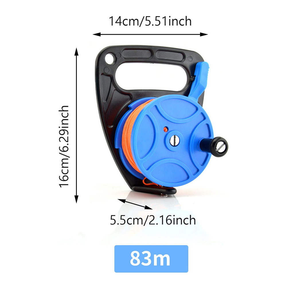 Scuba Diving Reel with Thumb Stopper Handle 272ft Line SMB Reel for Wreck Exploration Recreational Diving Spearfishing Clip Hook