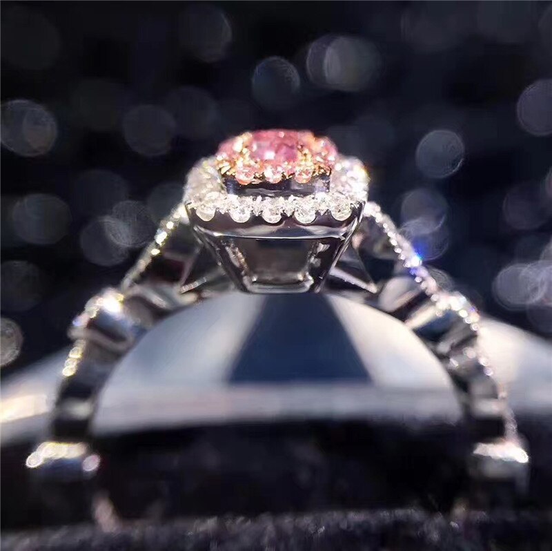 CC Charms-anillos de plata de ley 925 para mujer, joyería de Boda nupcial cuadrada rosa, accesorios de compromiso para mujer CC705