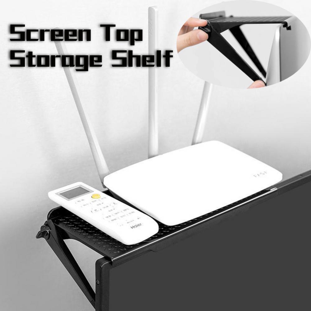 Adjustable TV Monitor Organizer Screen Top Storage Shelf Holder Bracket Stand For Media Boxes Router Game Console Home Storage