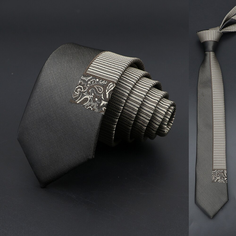 Skinny 6Cm Ties Voor Mannen Trouwjurk Stropdas Zwart Rood Bloemen Paisley Patchwork Tie Business Slanke Overhemd Accessoire cravate