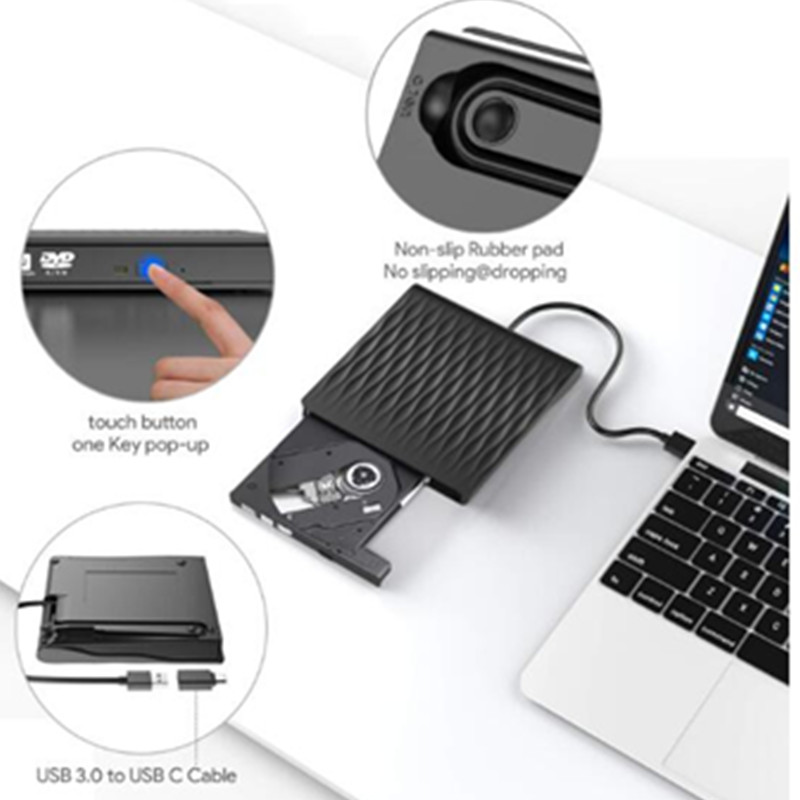 Usb 3.0 dvd drev ekstern cd/dvd rw brænder writer plug & play cd rom afspiller til bærbar computer pc macbook