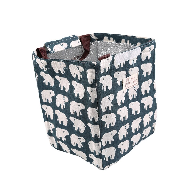 Animal Lunch Bags Women Portable Functional Canvas floral Insulated Thermal Food Picnic Kids Cooler Lunch Box Bag Tote