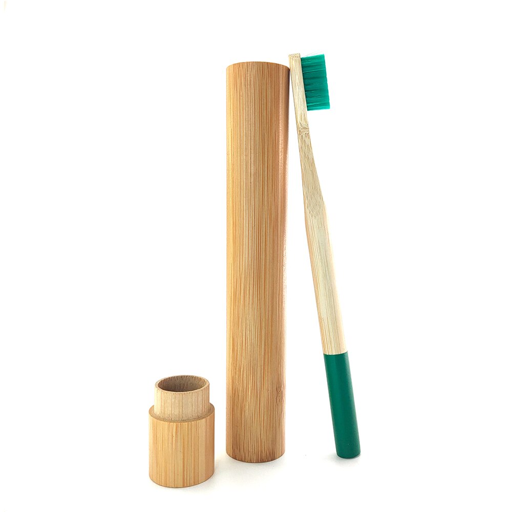 Degradable Bamboo Toothbrush with Natrual Bamboo Straw Case Eco-friendyly Portable Travle Toothbeush Set for Teeth care