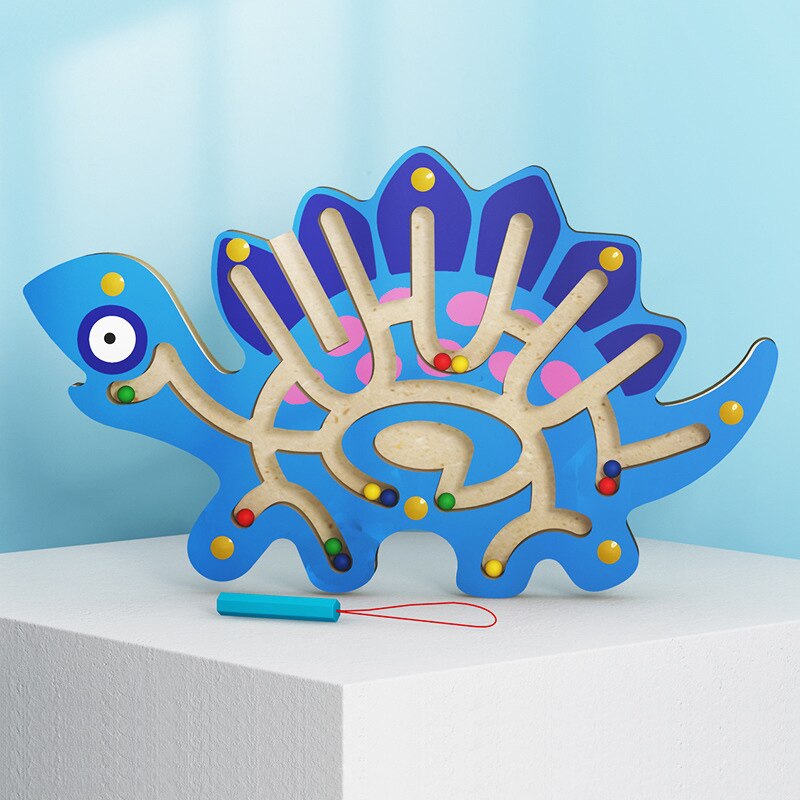 Pädagogisches Spielzeug Magnatic Labyrinth 3D Tier Labyrinth Montessori Spielzeug Früh Lernen Holz Spielzeug Für Kinder 3 Jahre Alt Kinder: WT142 Stegosaurus