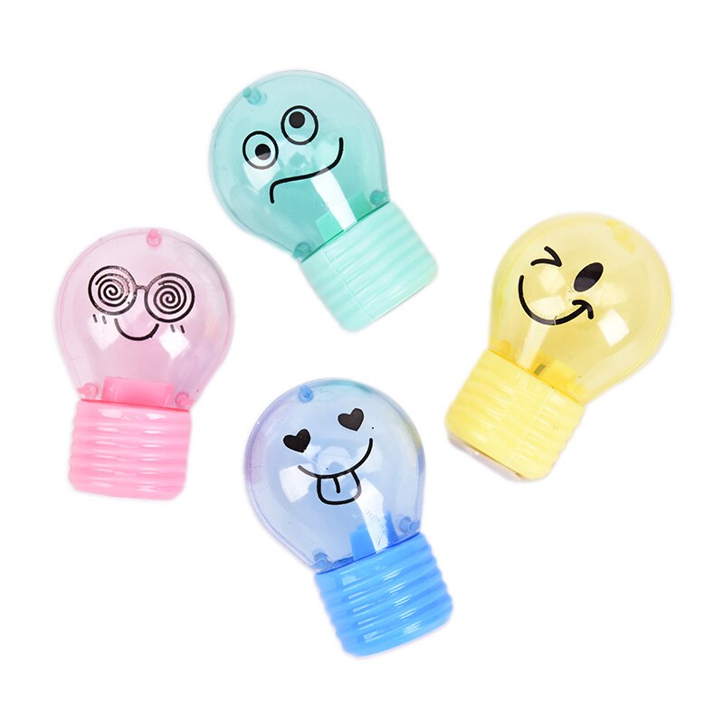 Sacapuntas de plástico con forma de bombilla para niños, sacapuntas para emociones, para niños, papelería Kawaii, suministros escolares, 1 ud.