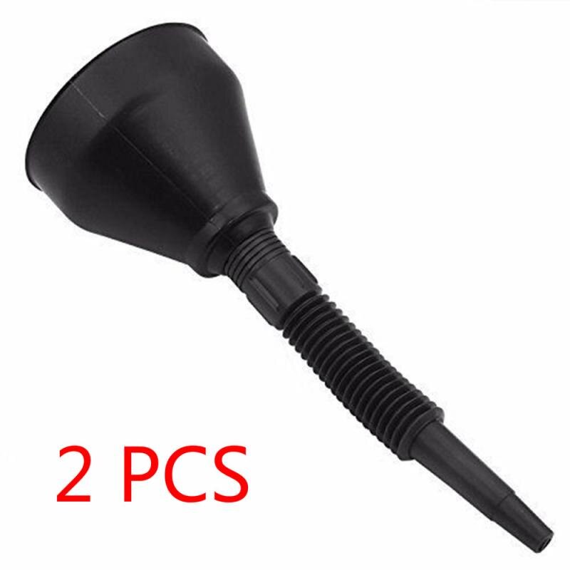 Black Plastic Flexibl 2 In 1 Plastic Funnel Can Spout For Oil Water Fuel Petrol Diesel Gasoline Black Funnel Flexible Detachable: 2 PCS Black