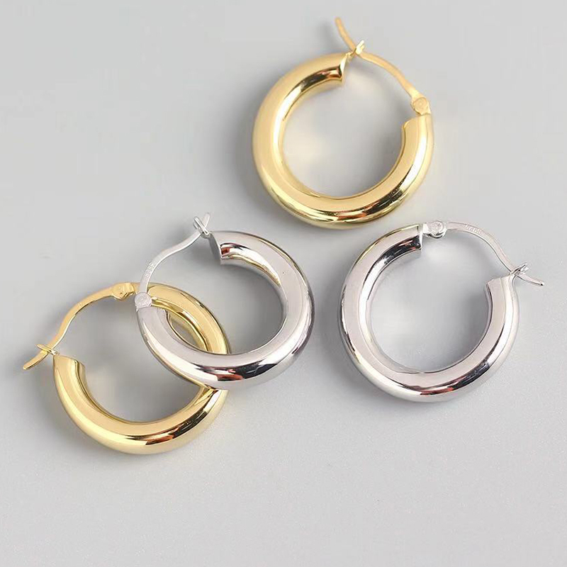 1Pair Rvs Hoop Oorbellen Voor Vrouwen 20/25/30Mm Ronde Cirkel Earring Vrouwen Piercing Anti-Allergische Oor Gesp Sieraden