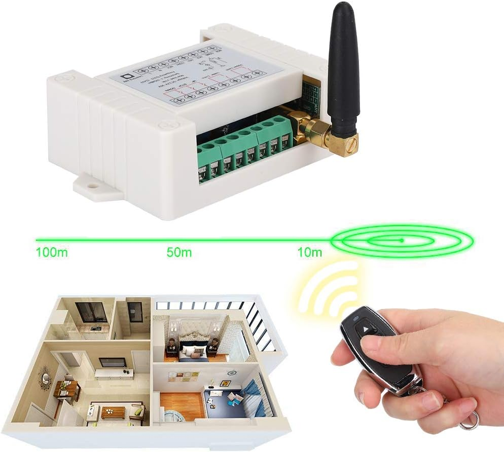 Motor Remote Control Switch, 433Mhz Remote Control Relay Use for Car, Garage Doors, Window, Water Pump, DC 12V-36V 10A Relay